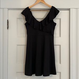Black dress with ruffled top